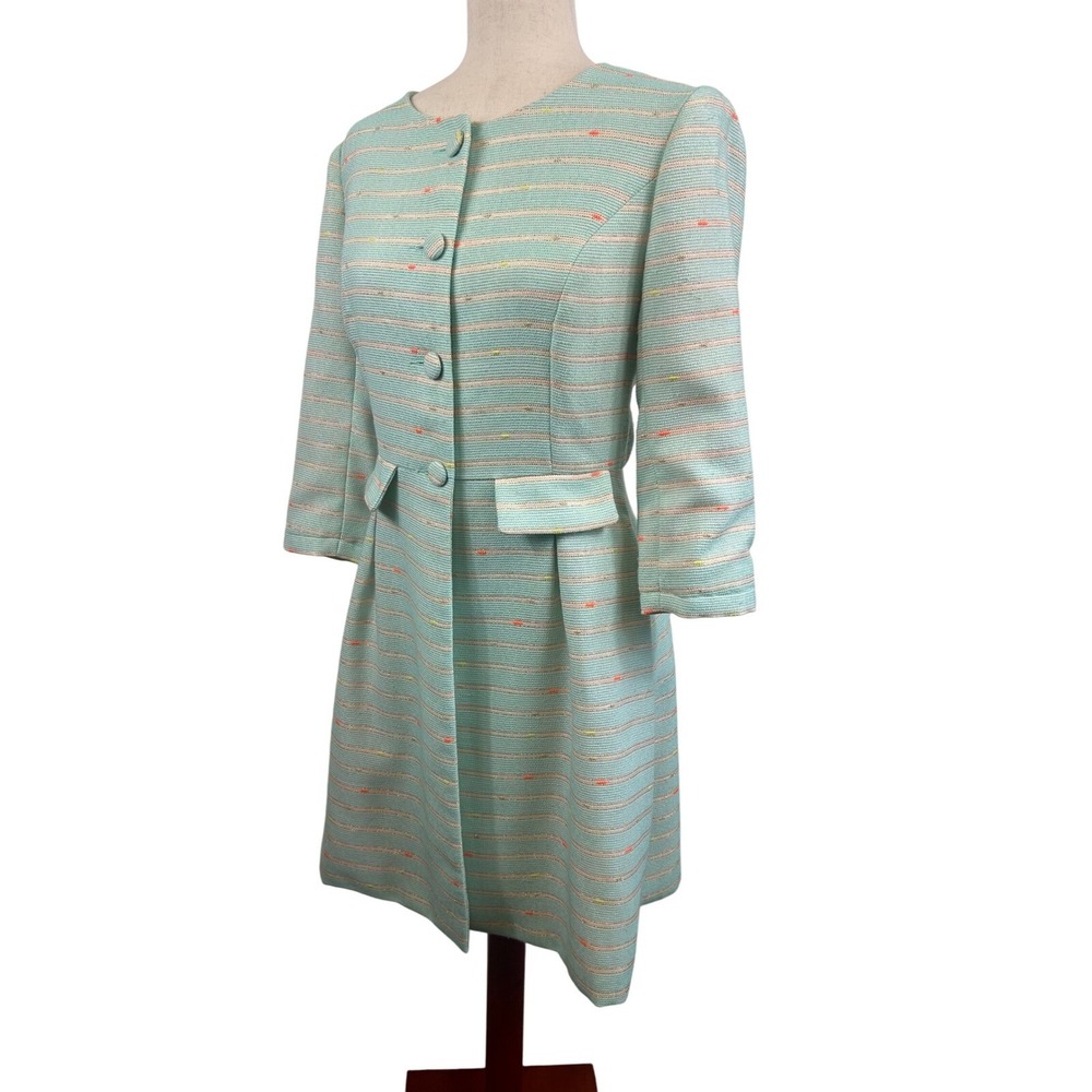 Julie Brown NYC Tweed Dress Women's Size 4 Pastel Striped Career Party